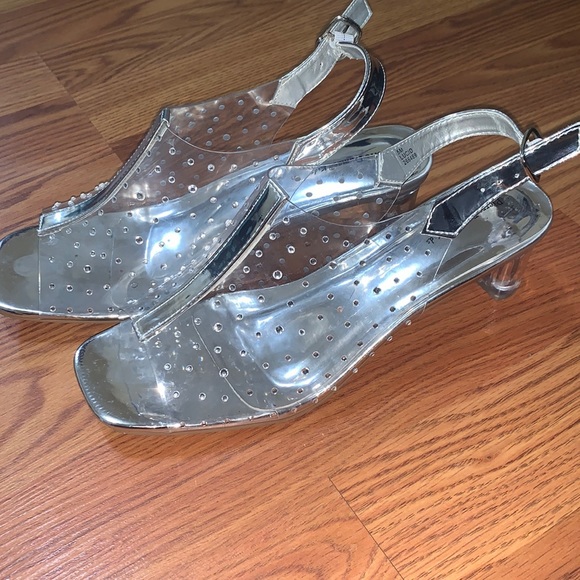 Rhinestone Clear Dress Heels, Worn 1x NO SCRATCHES OR MARKS, Stunning - Picture 1 of 7